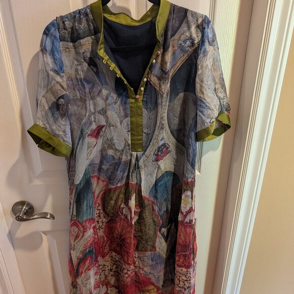 Vintage Print Silk Dress - Picture 1 of 1